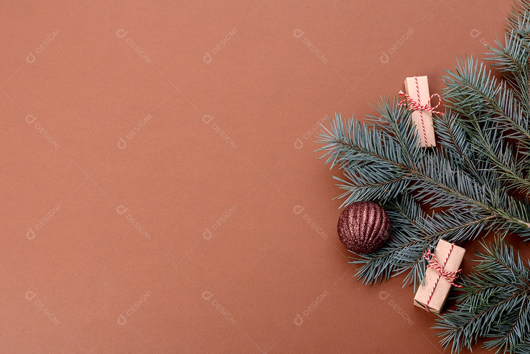 Fundo decorativo colorido brilhante de Natal com decorações de Ano Novo