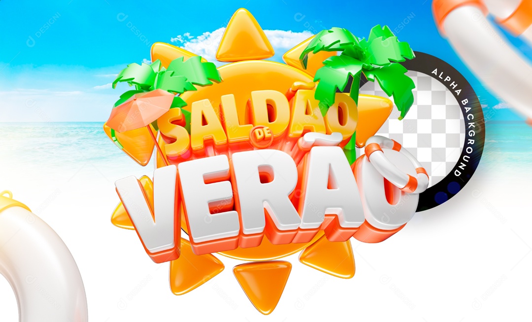 Selo 3D Saldão De Verão Para Composição PSD
