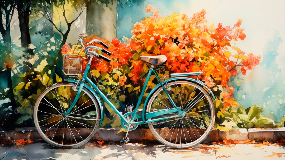 Bicicleta sobre uma rua deserta.