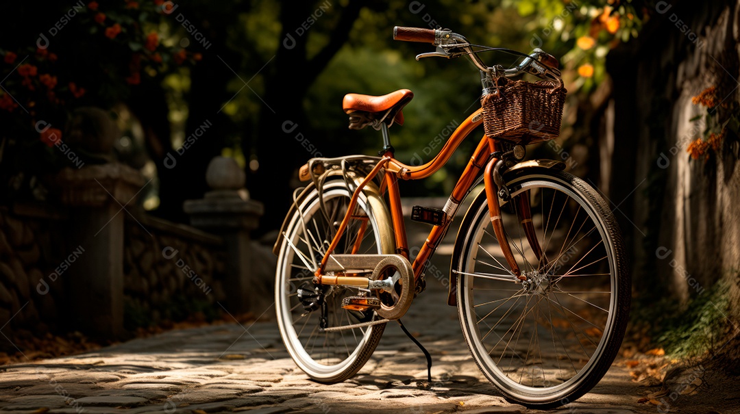 Bicicleta sobre uma rua deserta.