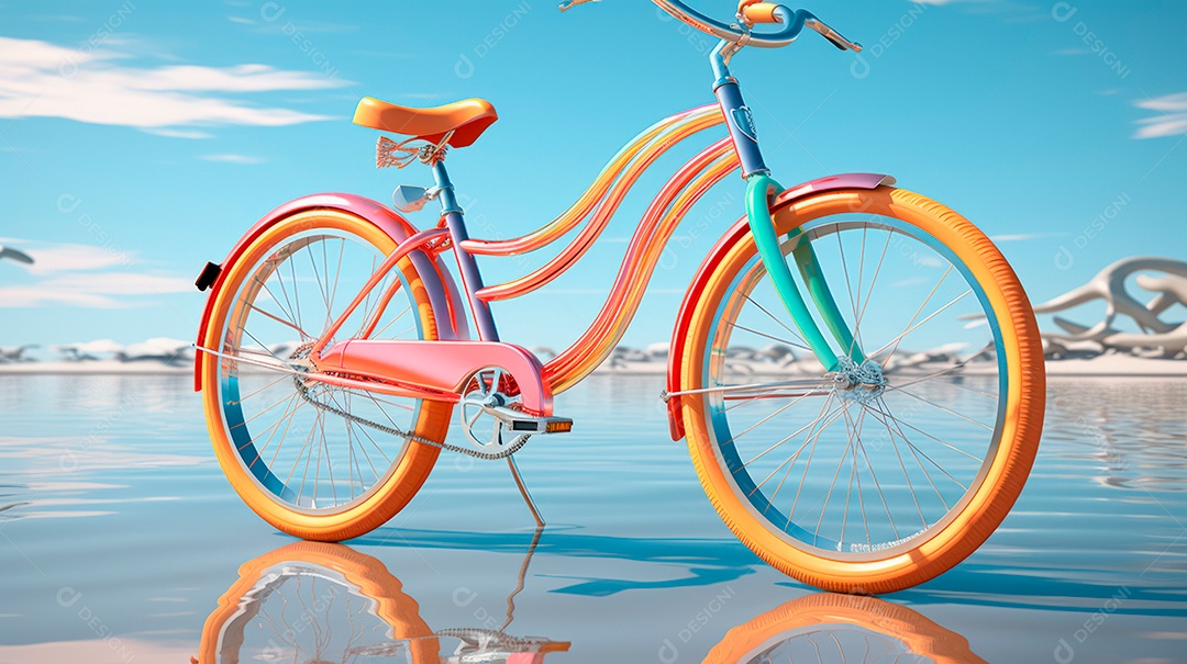 Bicicleta sobre uma rua deserta.