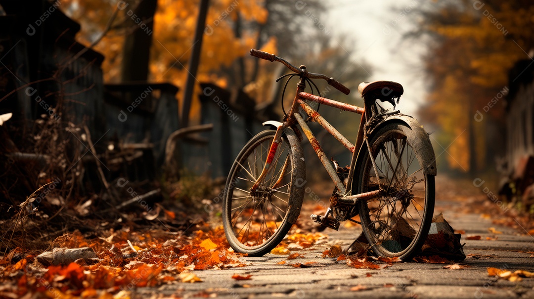 Bicicleta sobre uam rua deserta.