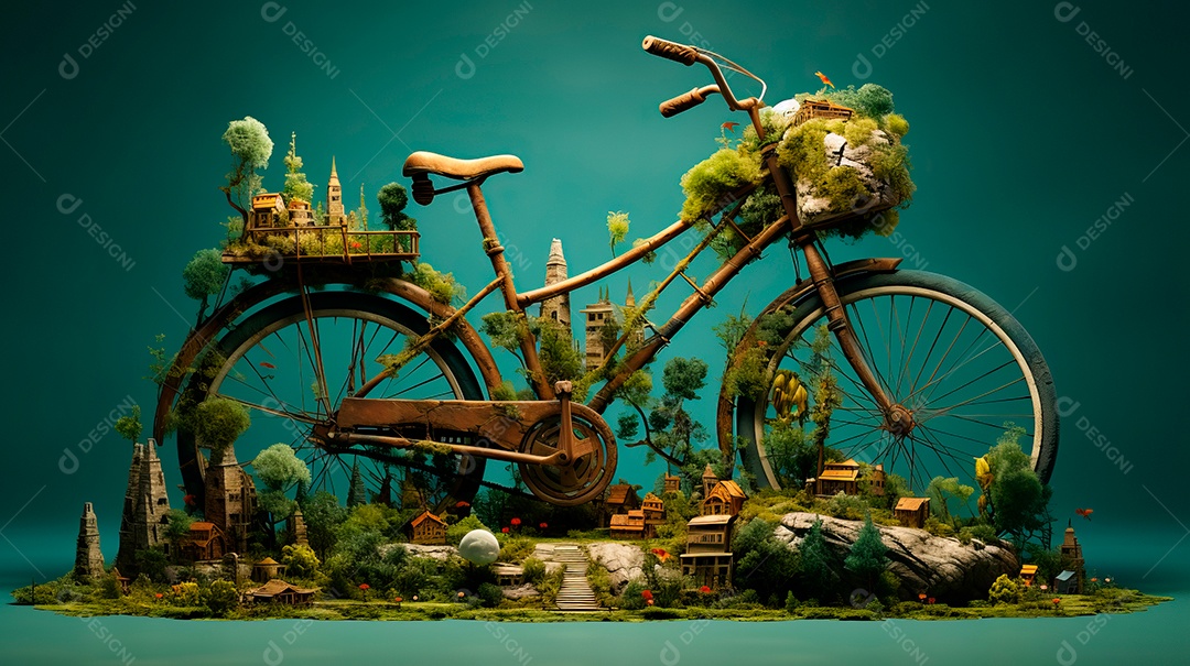 Bicicleta sobre uma rua deserta.