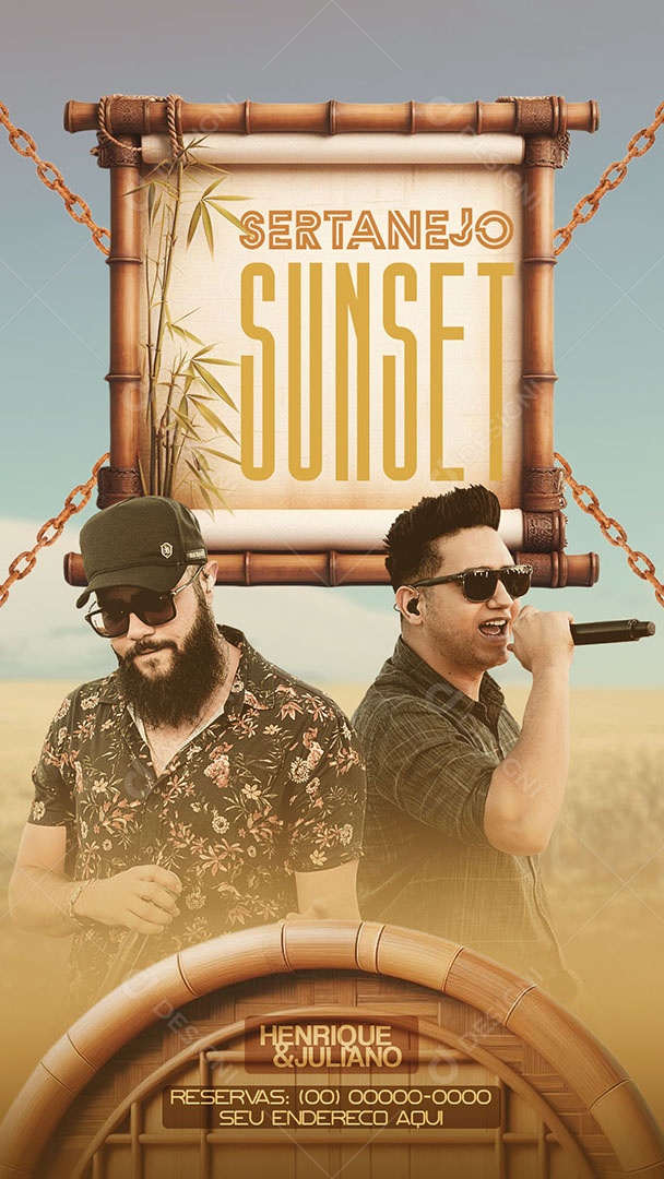 Flyer Story Sertanejo Sunset Henrique e Juliano Social Media PSD Editável