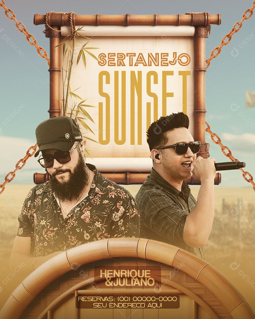 Social Media Flyer Story Sertanejo Sunset Henrique e Juliano PSD Editável