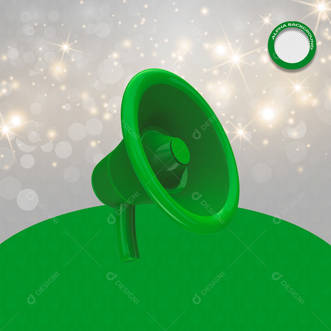 Elemento 3D Mega Fone Verde Para Composição PSD