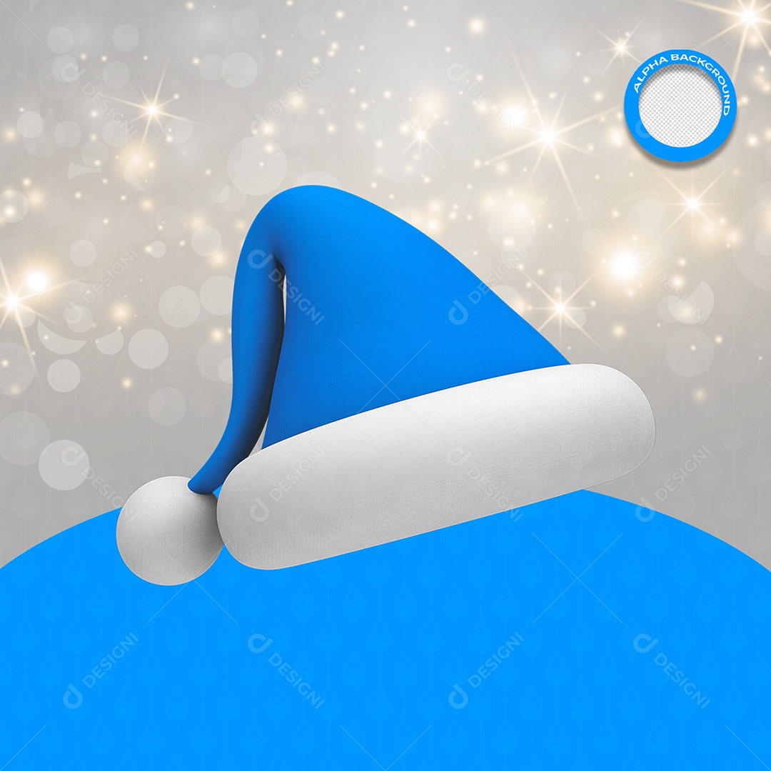 Elemento 3D Chapéu De Natal Azul Para Composição PSD