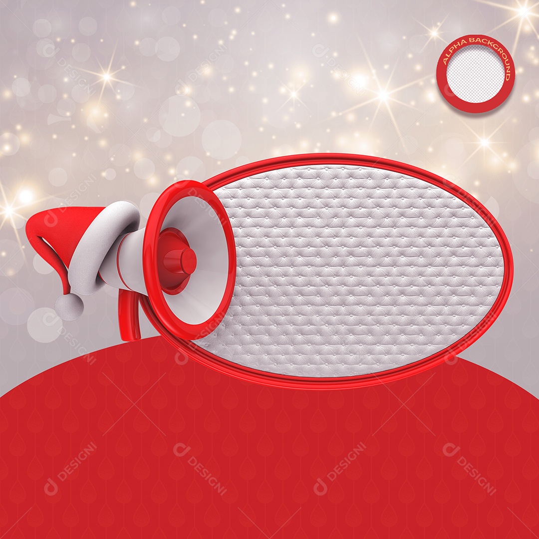 Elemento 3D Mega Fone Vermelho Chapéu Natal Para Composição PSD