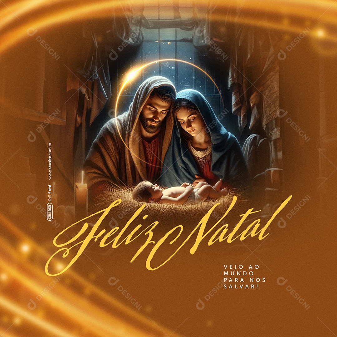 Feliz Natal Veio ao Mundo para Nos Salvar Social Media PSD Editável