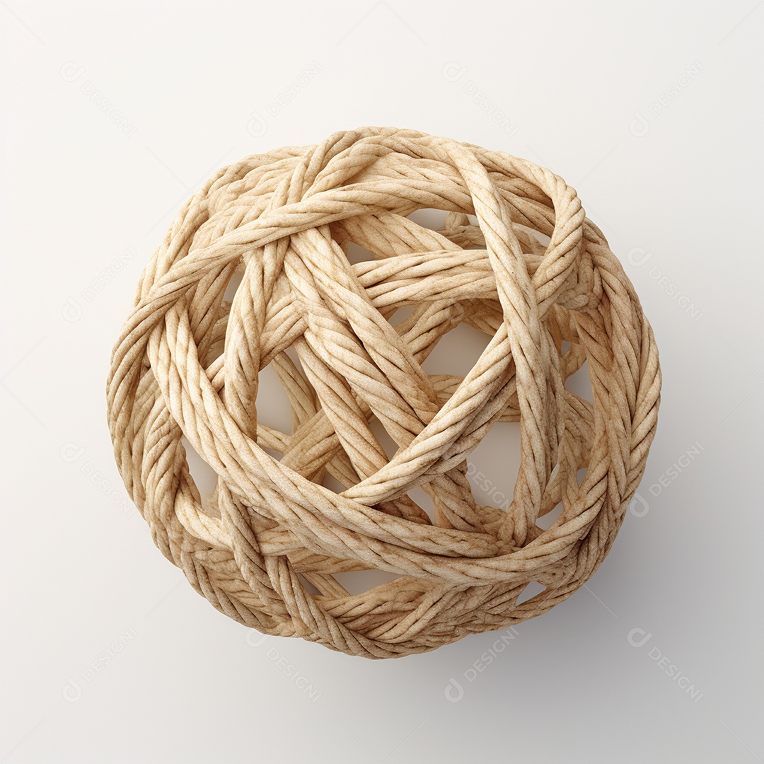 Novelo de corda em nós em fundo branco