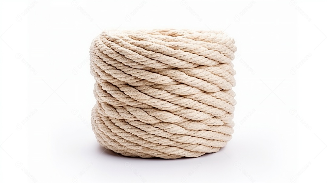 Novelo de corda em nós em fundo branco
