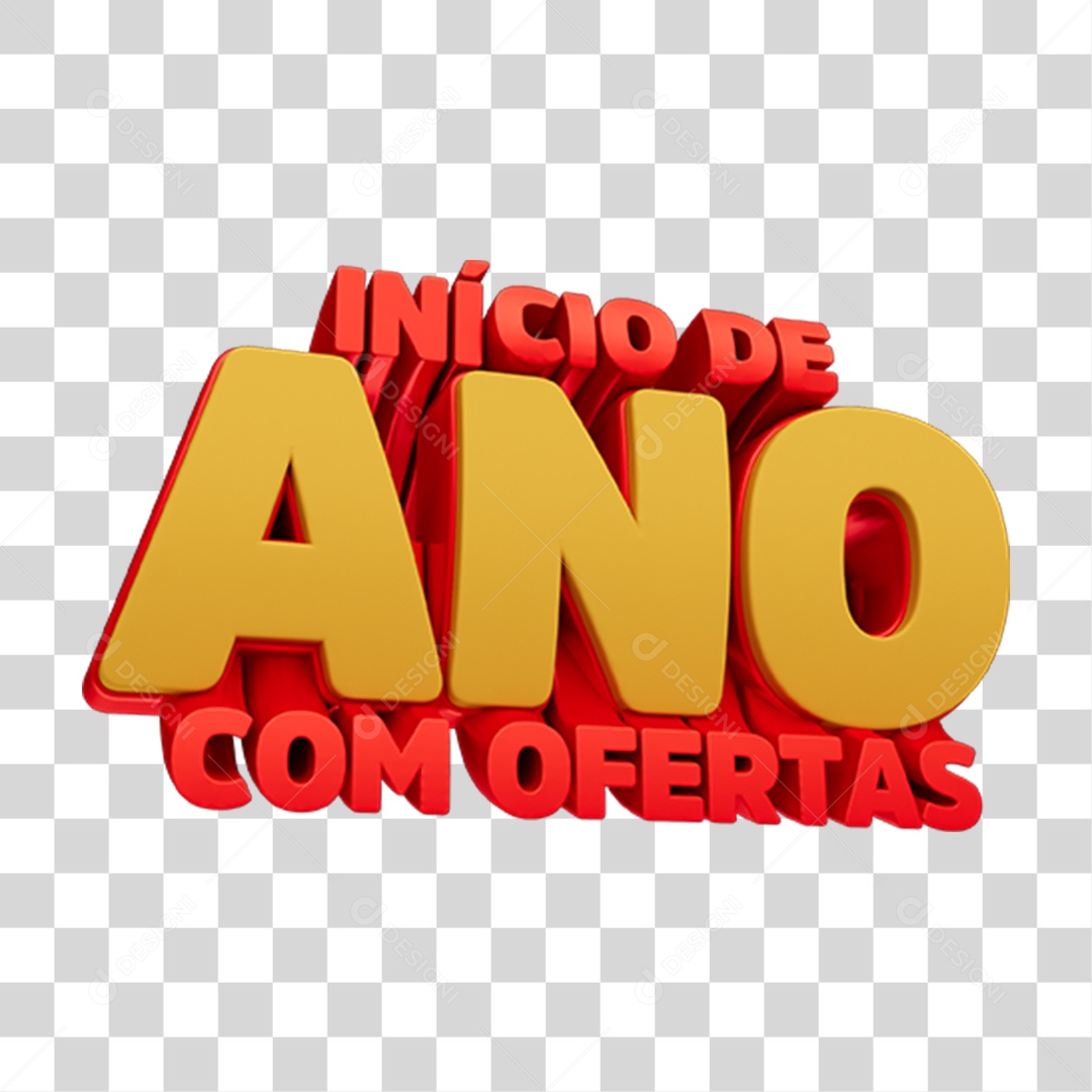 Texto 3D Inicio de Ano PNG Transparente