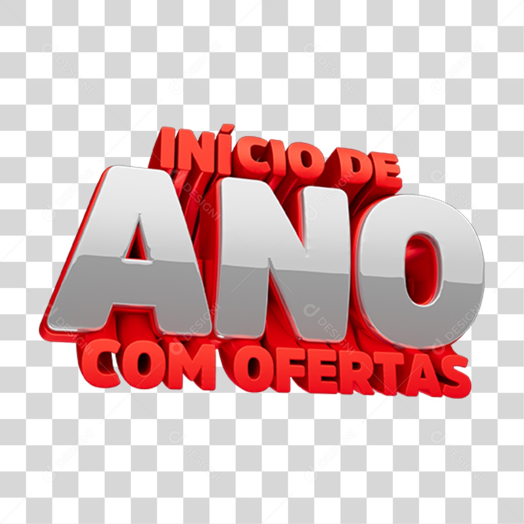 Texto 3D Inicio de Ano PNG Transparente
