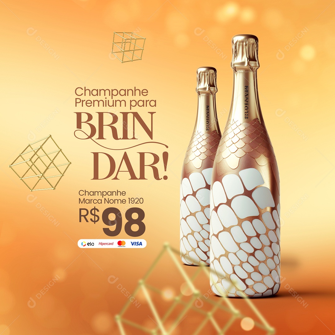 Loja de Bebidas Ano Novo Champanhe Premium para Brindar Social Media PSD Editável