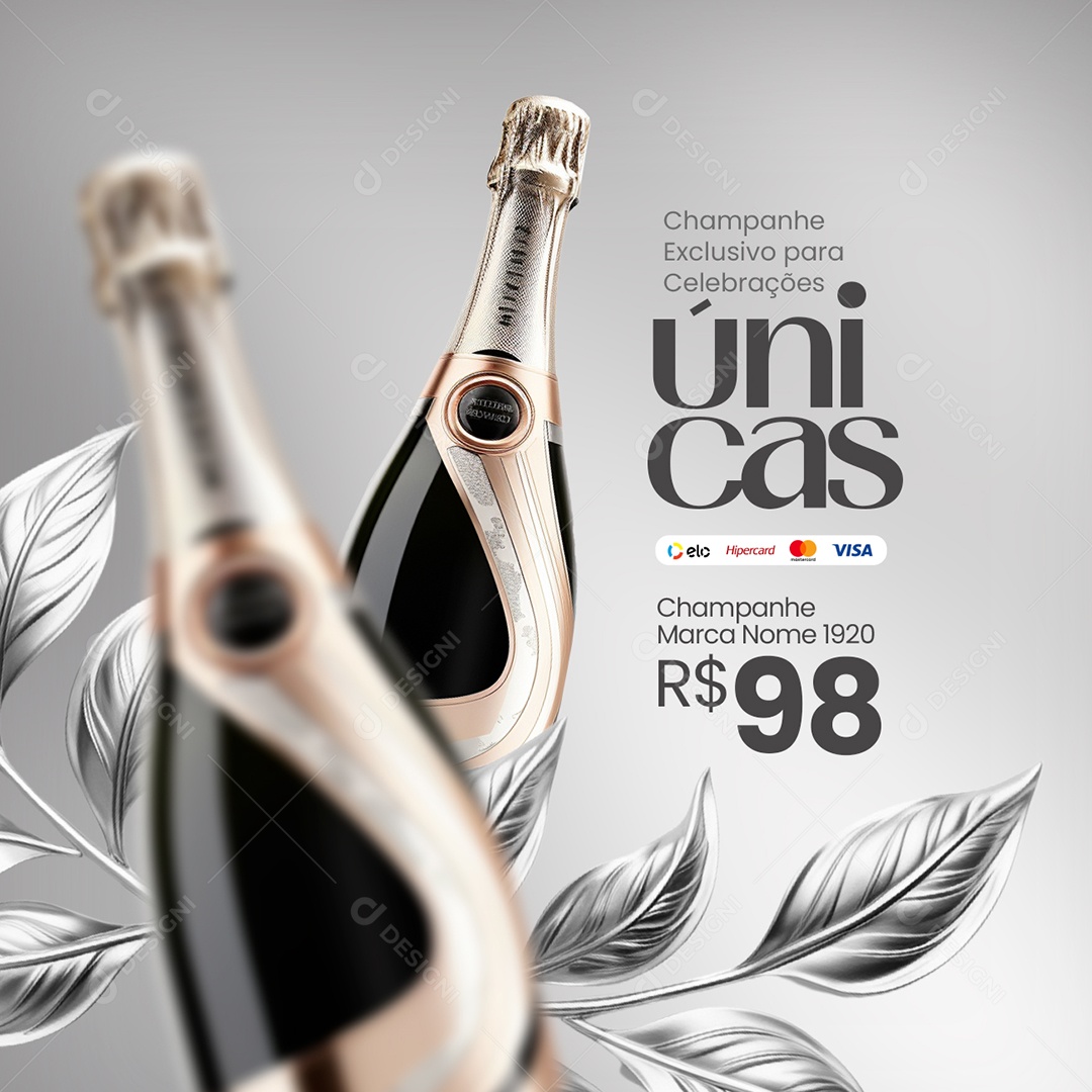 Loja de Bebidas Ano Novo Champanhe Exclusivo para Celebrações Social Media PSD Editável