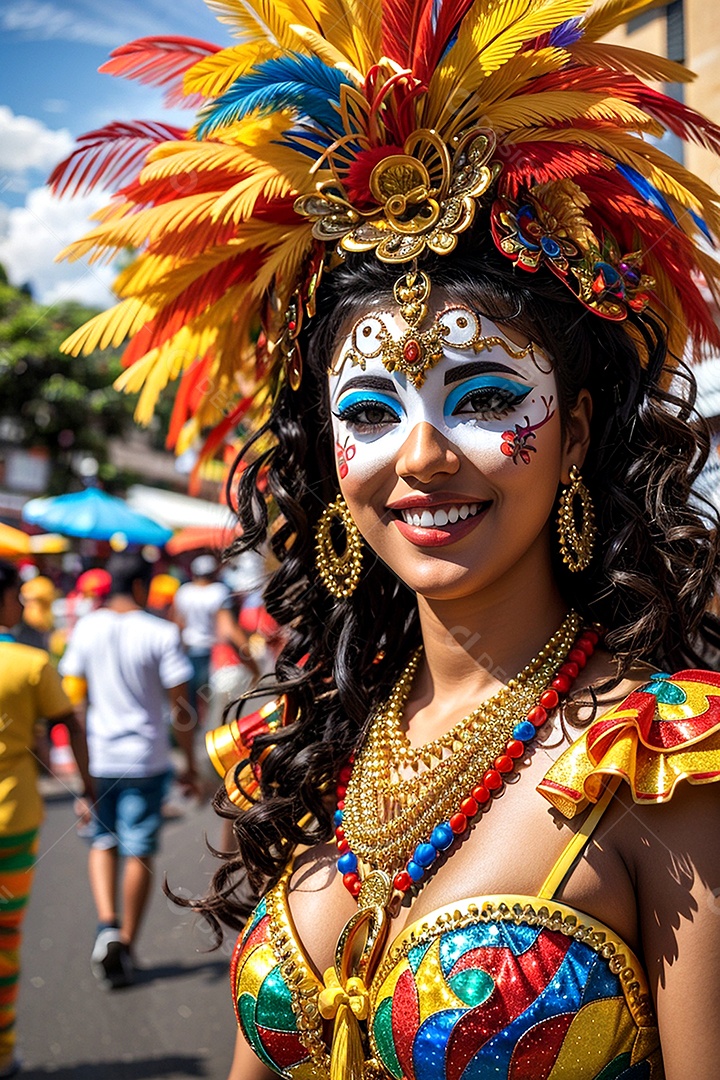 Linda jovem fantasiada para o carnaval