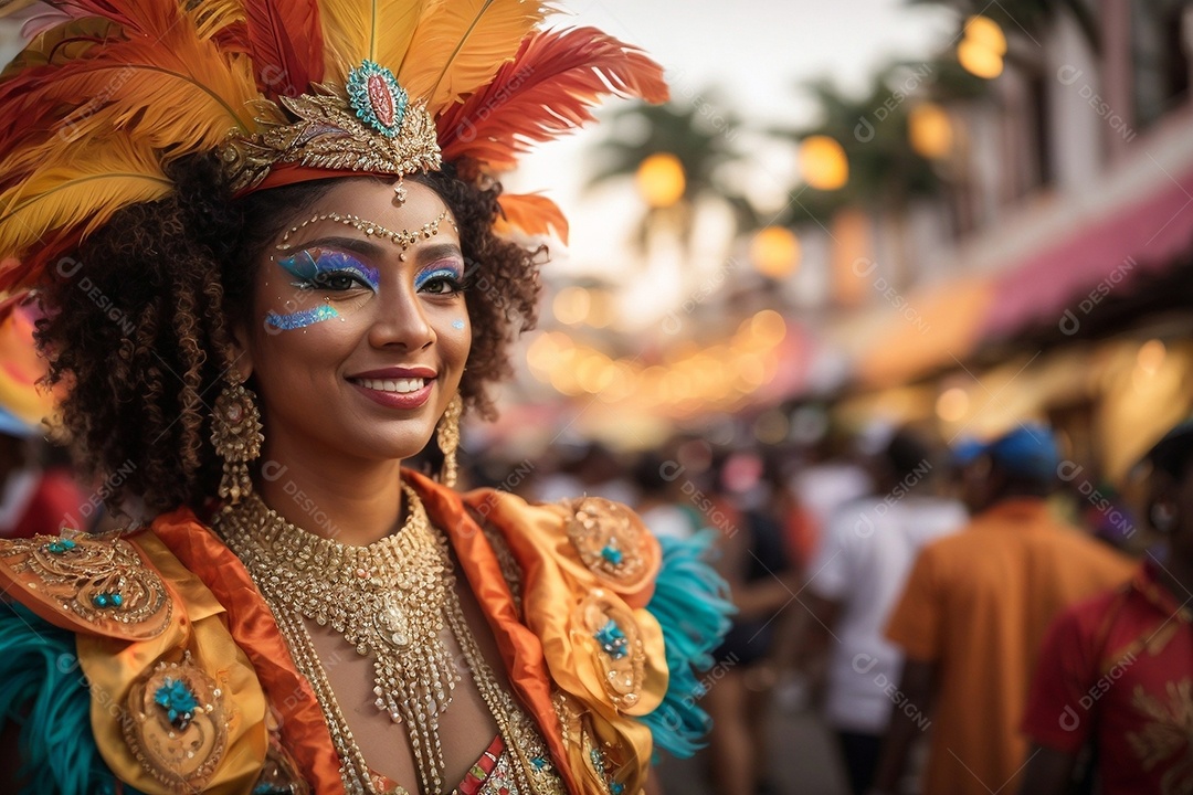 Uma linda jovem fantasiada para o carnaval