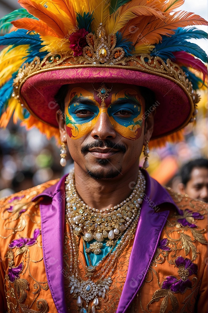 Homem fantasiado para folia de carnaval