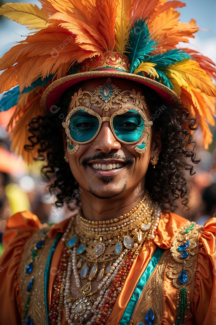 Homem fantasiado para folia de carnaval