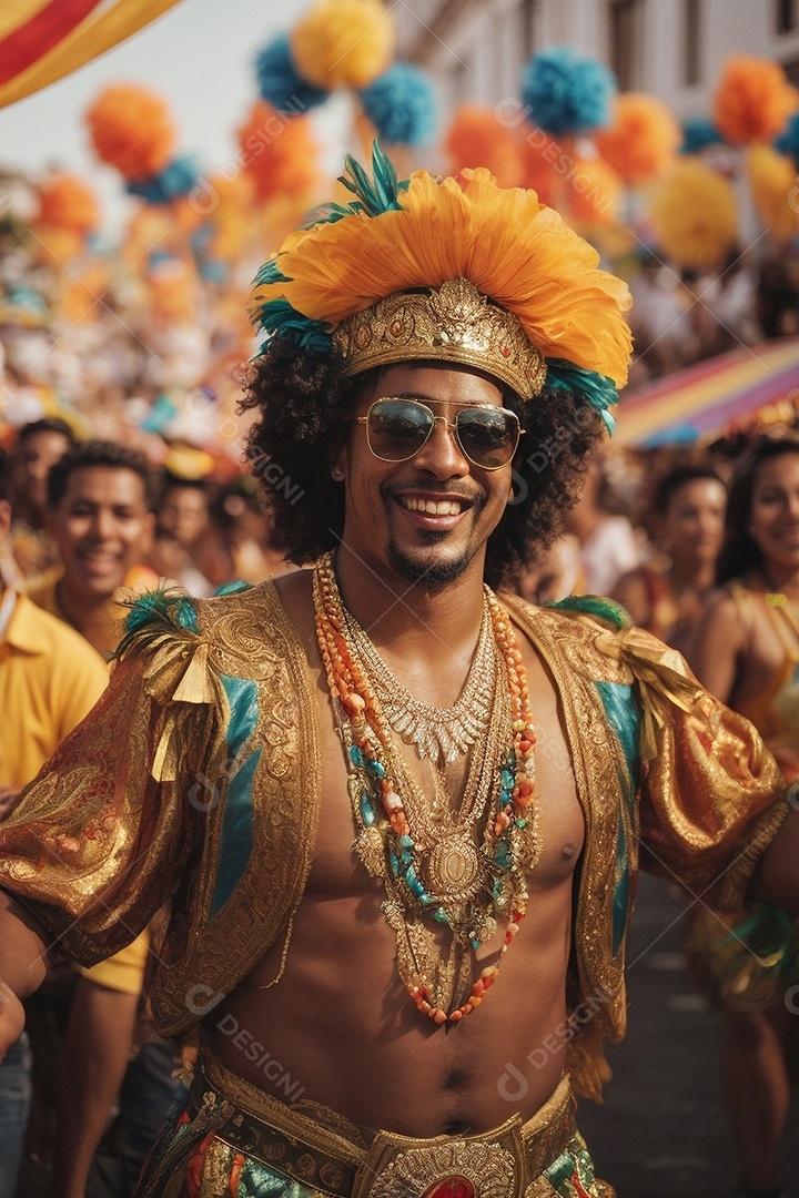 Jovens fantasiados em folia de carnaval