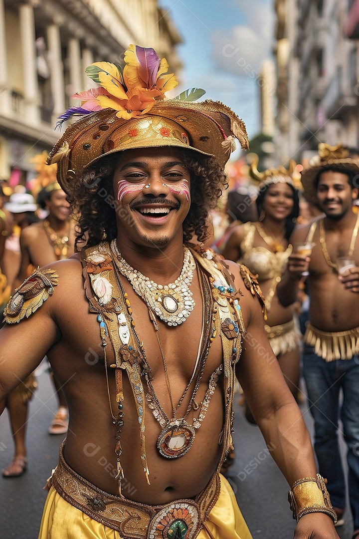 Carnaval com jovens fantasiados