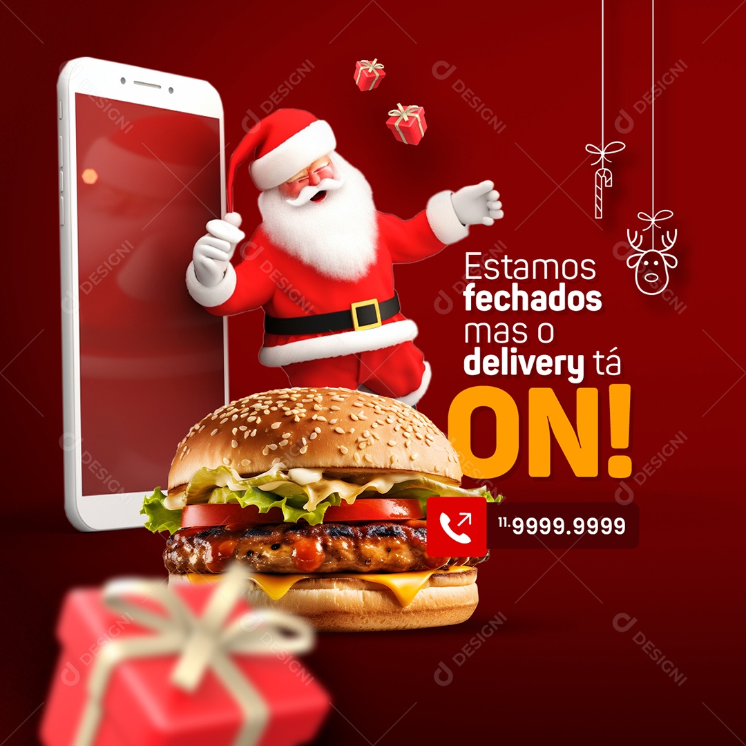 Delivery Natal Hamburgueria Neste Natal Peça e Receba em sua Casa Social Media PSD Editável