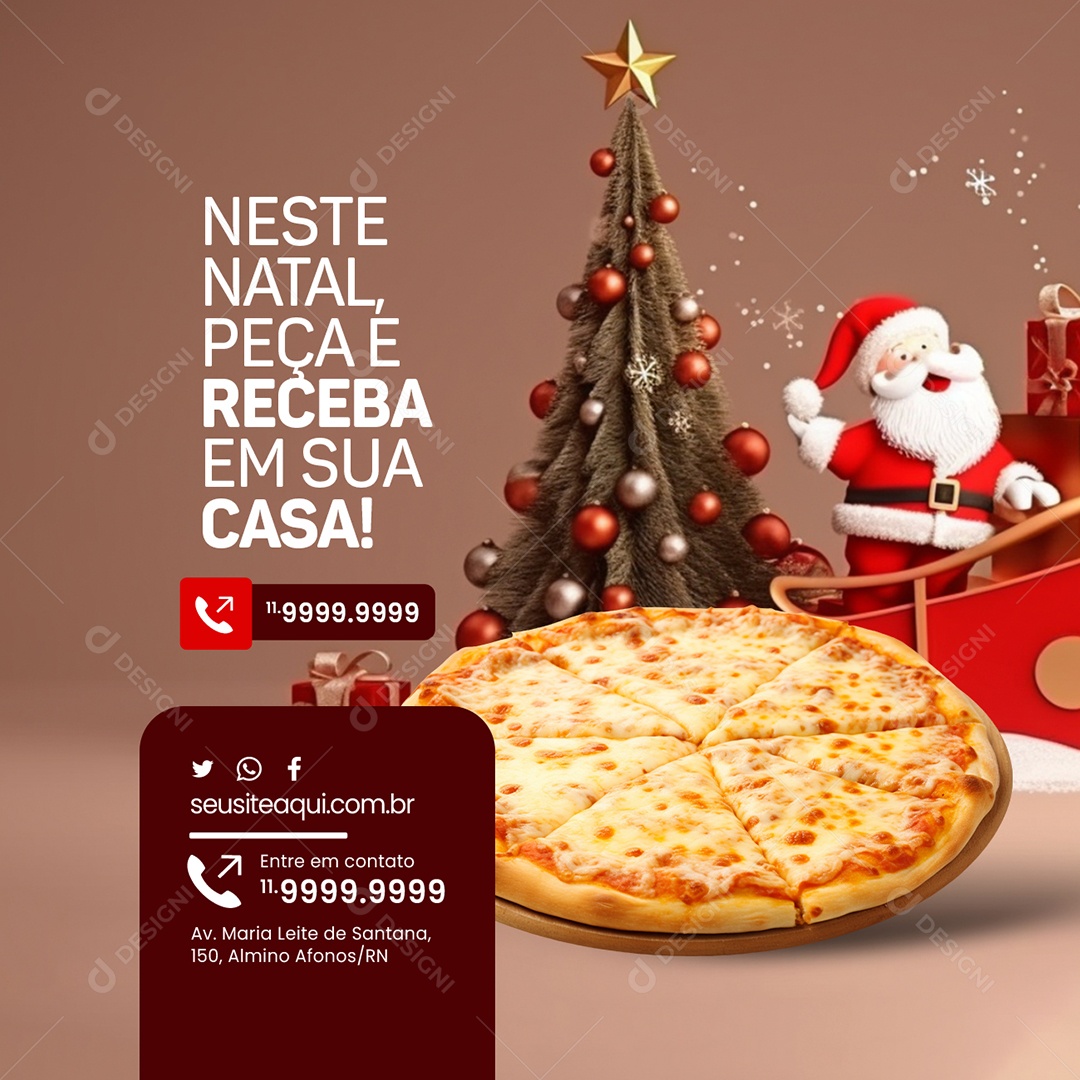 Social Media Delivery Natal Pizzaria Neste Natal Peça e Receba em sua Casa PSD Editável