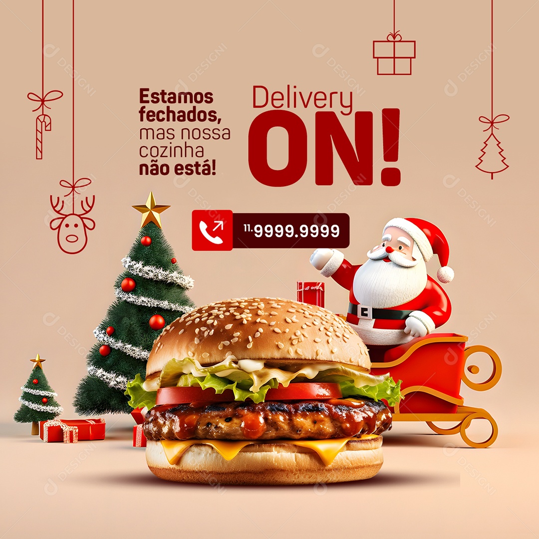 Delivery Natal Hamburgueria Estamos Fechados mas Nossa Cozinha não Está Delivery On Social Media PSD Editável