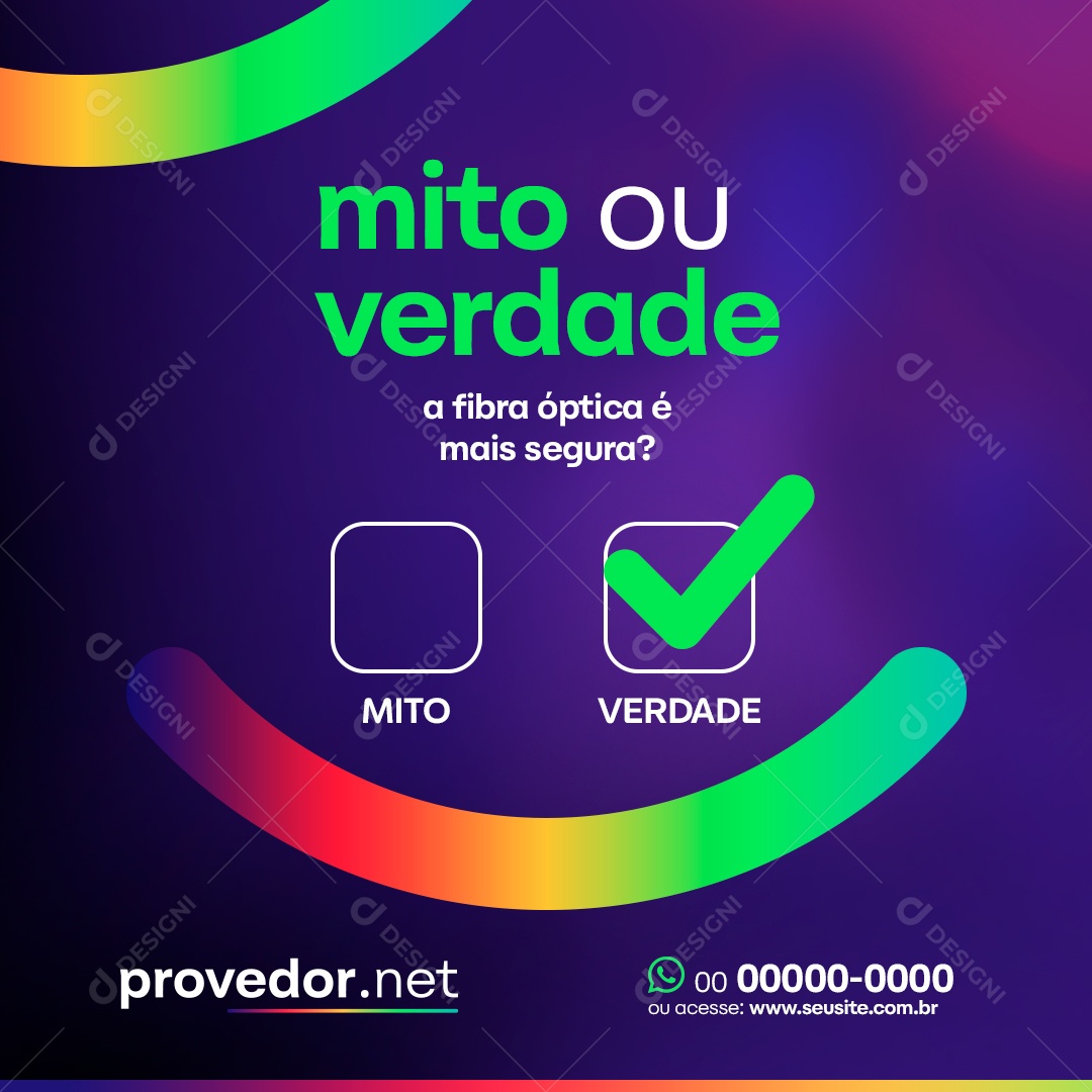 Social Media Mito Ou Verdade a Fibra Óptica é Mais Segura PSD Editável