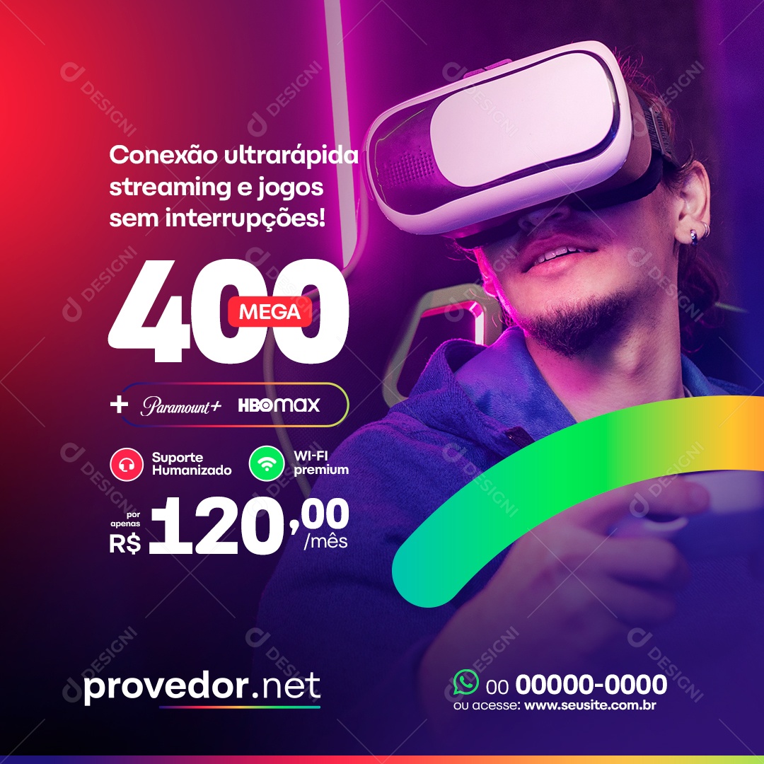 Social Media Conexão Ultrarápida Streaming e Jogos PSD Editável