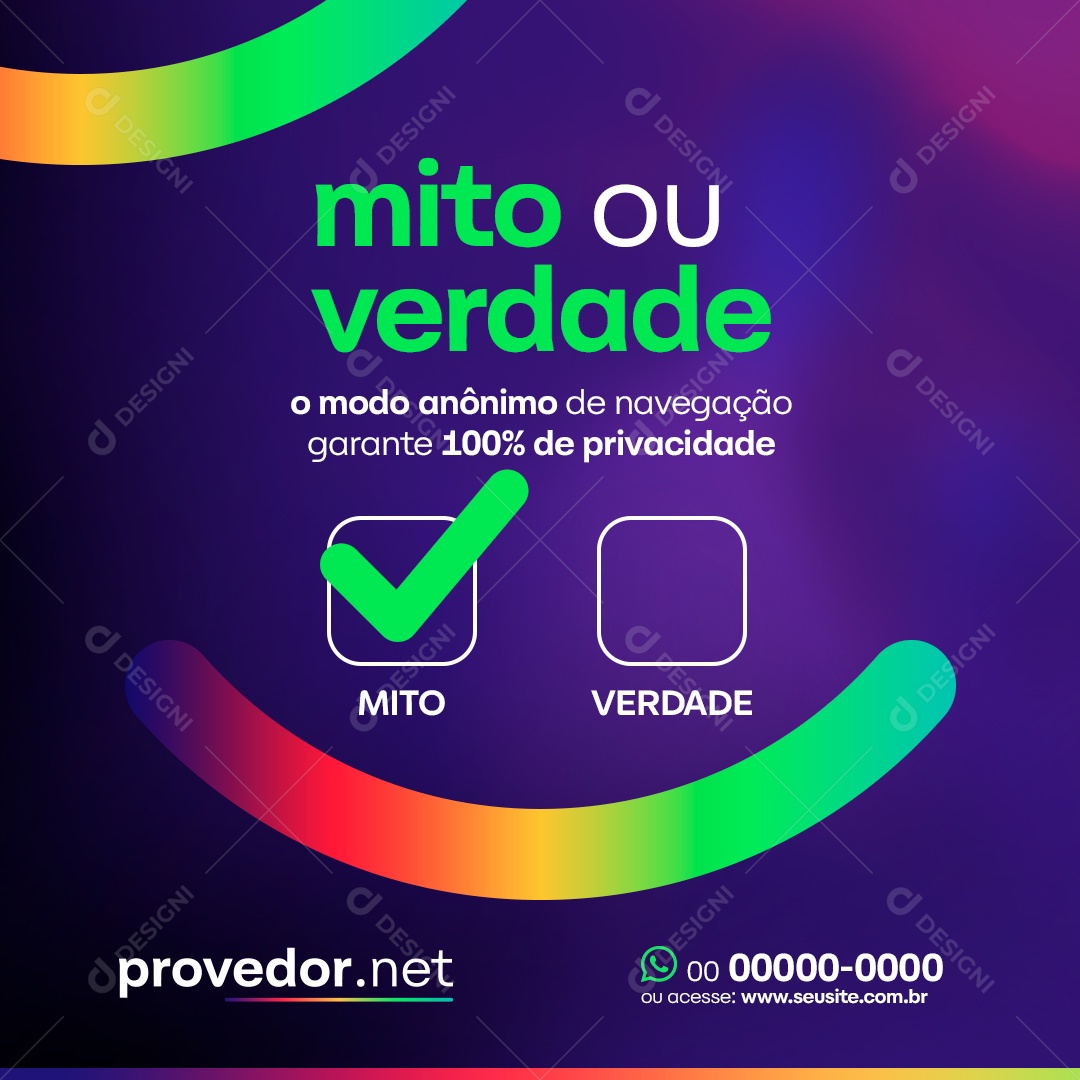 Social Media Mito Ou Verdade Modo Anônimo De Navegação PSD Editável