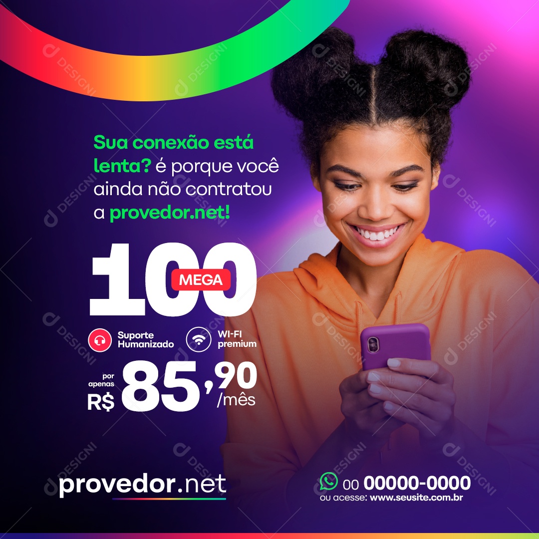 Sua Conexão Está Lenta Não Contratou a Provedor Social Media PSD Editável