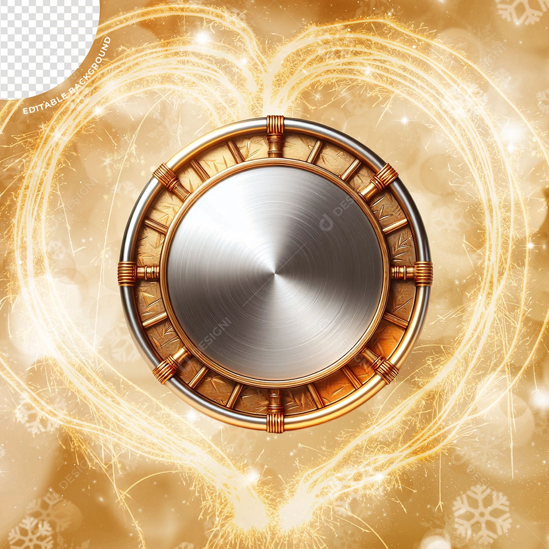 Decoração de Ano Novo Elemento 3D Prata Dourado para Composição PSD