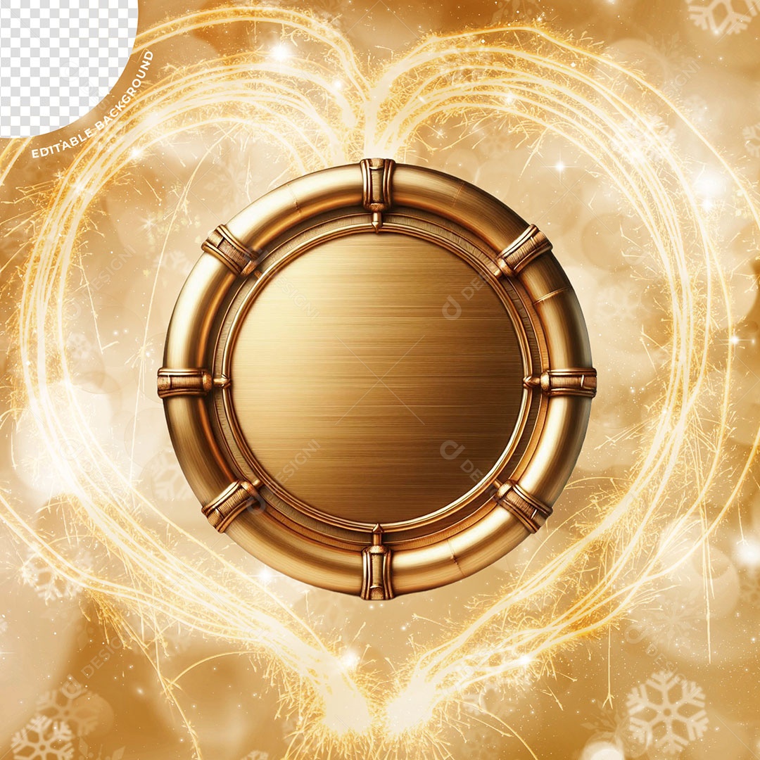 Decoração de Ano Novo Elemento 3D Dourado para Composição PSD