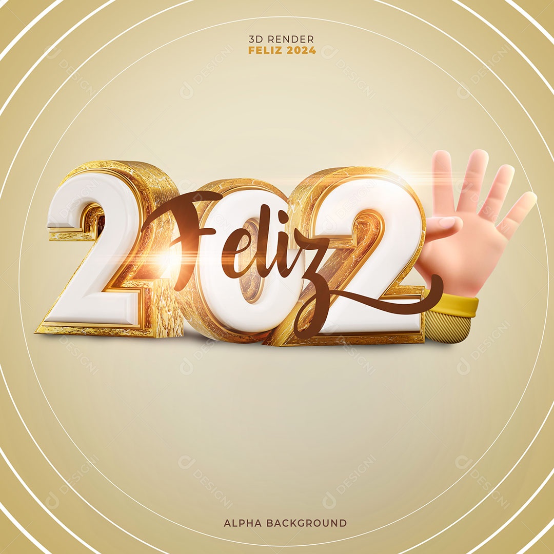 Feliz 2024 Número 3D Efeito de Texto Editável para Composição PSD