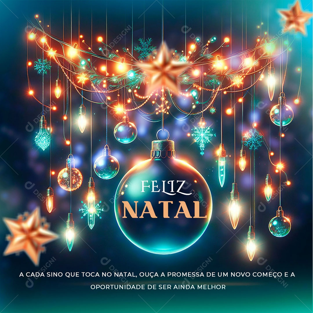 Feed Feliz Natal a Cada Sino que Toca Ouça a Promessa de um Novo Começo Social Media PSD Editável