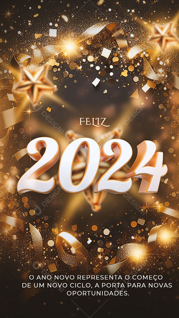 Feliz 2024 o Ano Novo Representa o Começo de um Ciclo Social Media PSD Editável