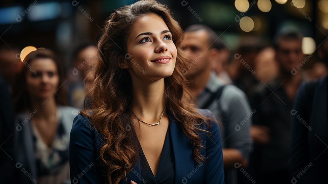 Uma gerente engaja o público com perguntas perspicazes no seminário de negócios no centro de convenções