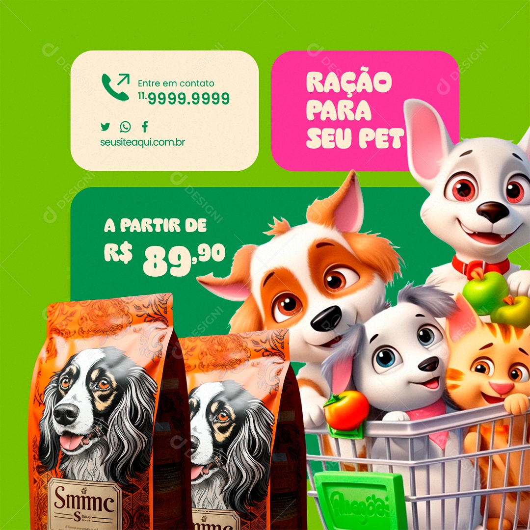 Pet Shop Ração para Seu Pet Social Media PSD Editável