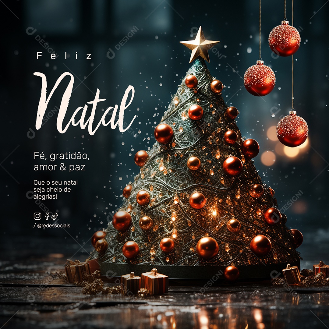 Social Media Feliz Natal Fé Gratidão Amor e Paz PSD Editável