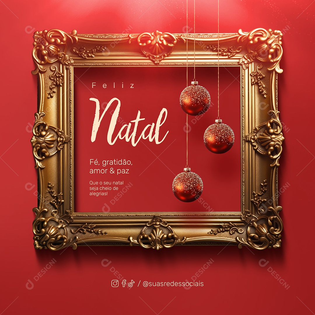 Social Media Feliz Natal Fé Gratidão Amor e Paz PSD Editável
