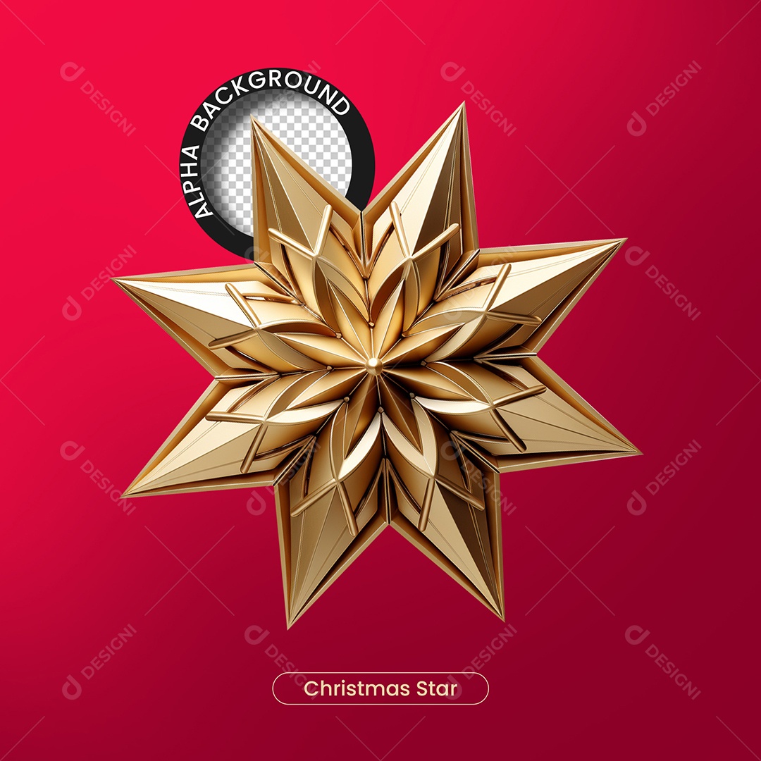 Elemento 3D Estrela De Natal Decoração Para Composição PSD