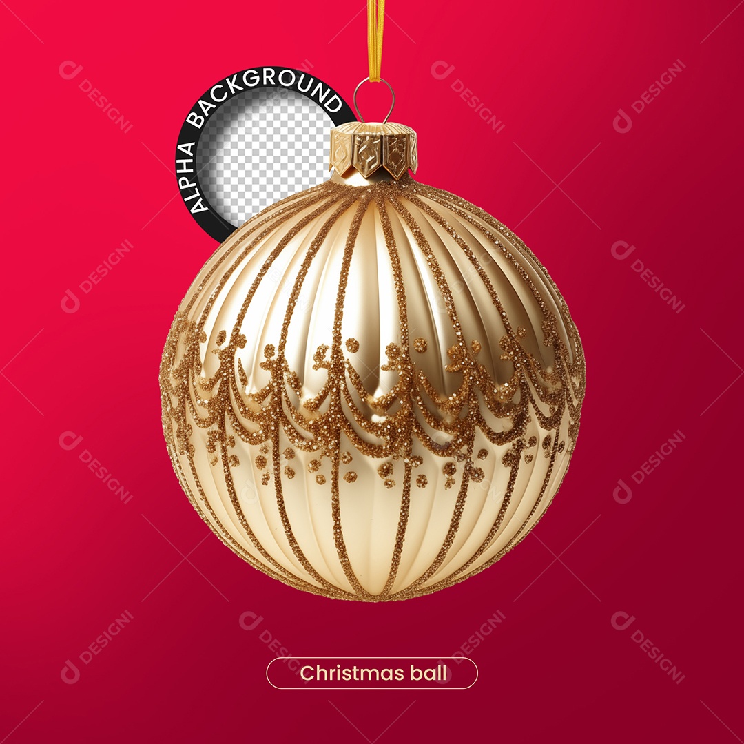 3D Christmas Decoration Ball Element for PSD Composition