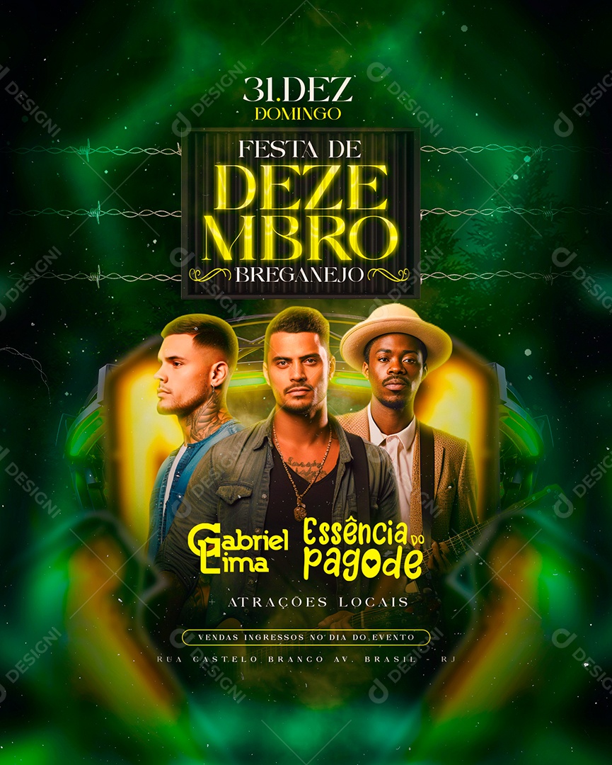 Flyer Réveillon Festa de Dezembro Gabriel Lima Essência Do Pagode Social Media PSD Editável