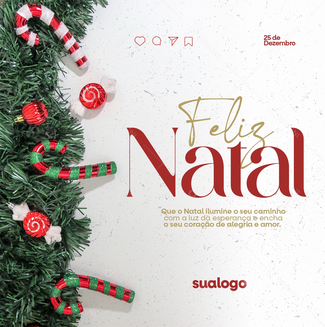 Social Media Feed Feliz Natal Coração De Alegria e Amor 25 De Dezembro PSD Editável