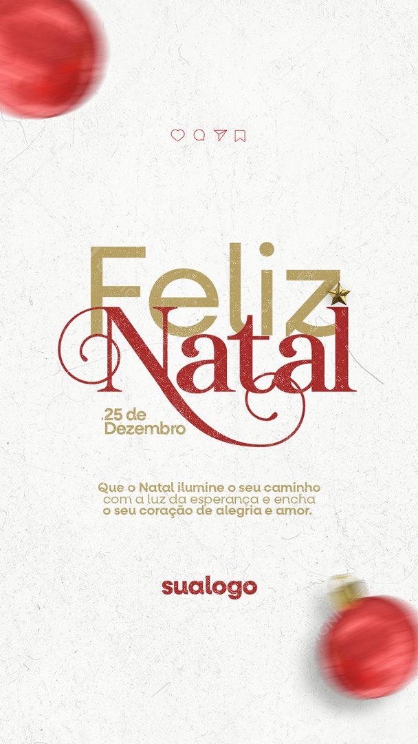 Social Media Story Feliz Natal Coração De Alegria e Amor PSD Editável