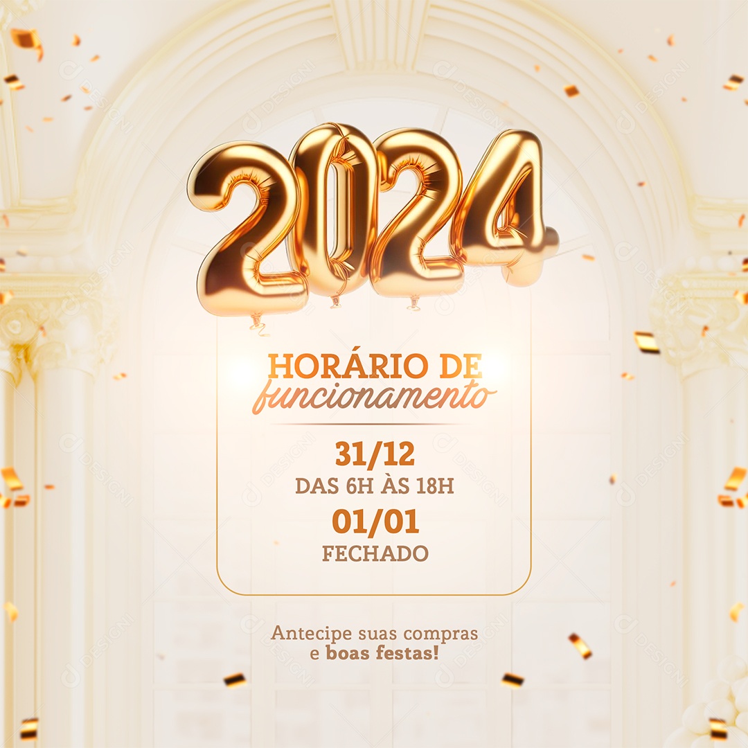 Horário De Funcionamento 2024 Social Media PSD Editável