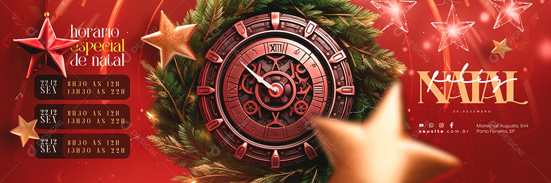 Carrossel Horário Especial de Natal Horário de Funcionamento Empresas Lojas Social Media PSD Editável
