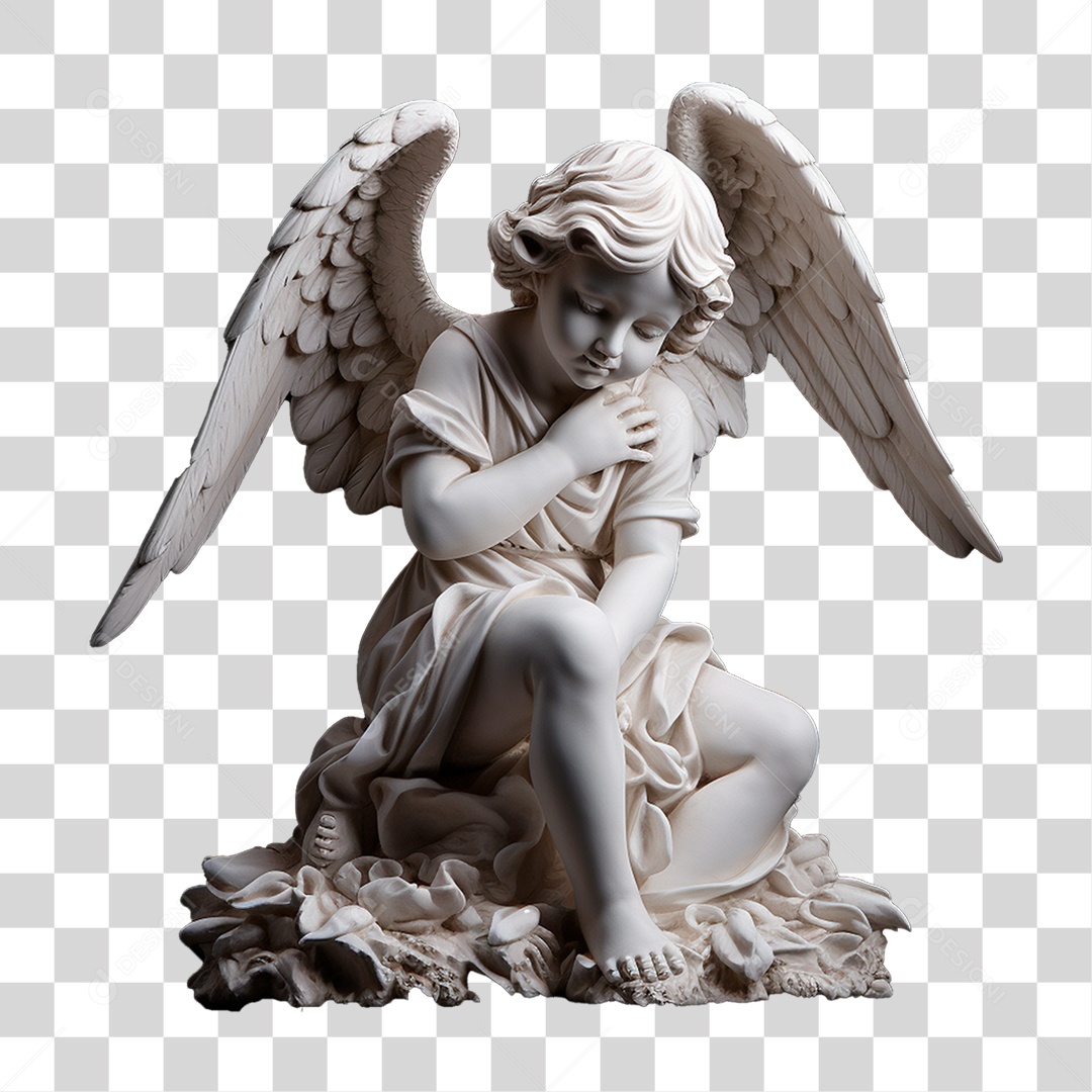 Estátua de Anjo Bebê Moldura PNG Transparente