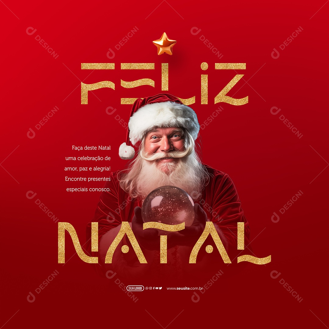 Feliz Natal Faça uma Celebração de Amor e Alegria Social Media PSD Editável